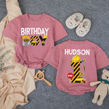 Personalized Construction Baby Romper for First Birthday Boy Soft Cotton Long & Short Sleeve Outfit Gift