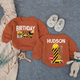 Personalized Construction Baby Romper for First Birthday Boy Soft Cotton Long & Short Sleeve Outfit Gift