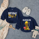 Personalized Construction Baby Romper for First Birthday Boy Soft Cotton Long & Short Sleeve Outfit Gift