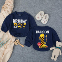 Personalized Construction Baby Romper for First Birthday Boy Soft Cotton Long & Short Sleeve Outfit Gift