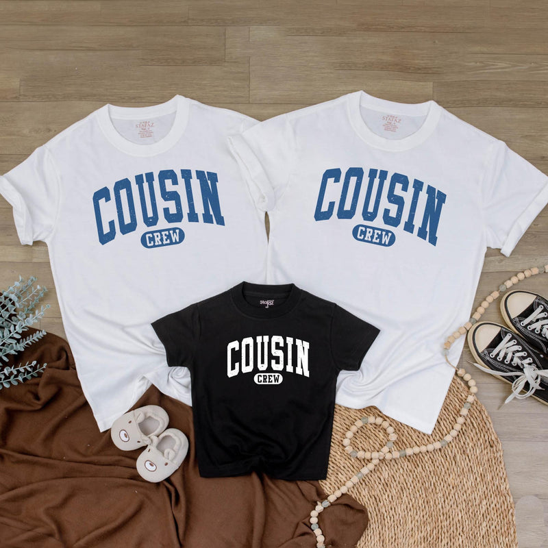 Personalized Cousin Crew Baby Romper with Custom Name Vintage Blue Design Toddler Outfit Family Reunion Gift Soft Comfortable Cotton