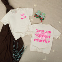 Personalized Cousin Crew Baby Romper with Hot Pink Bow Custom Name Amelia Comfortable Cotton Outfit for Girls Birthday or Family Matching