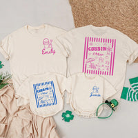 Personalized Cousin Crew Matching Family Shirts with Tropical Beach Artwork, Soft Cotton Tees for Kids, Adults, Summer Vacation Outfits