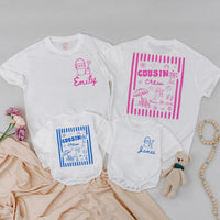 Personalized Cousin Crew Matching Family Shirts with Tropical Beach Artwork, Soft Cotton Tees for Kids, Adults, Summer Vacation Outfits