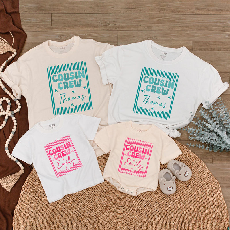 Personalized Cousin Crew Shirts for Baby, Toddler, and Kids - Matching Family Outfits with Custom Name, Soft Cotton for Reunions & Holidays