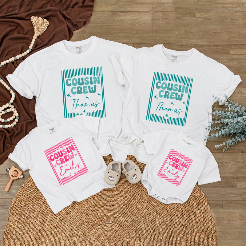 Personalized Cousin Crew Shirts for Baby, Toddler, and Kids - Matching Family Outfits with Custom Name, Soft Cotton for Reunions & Holidays