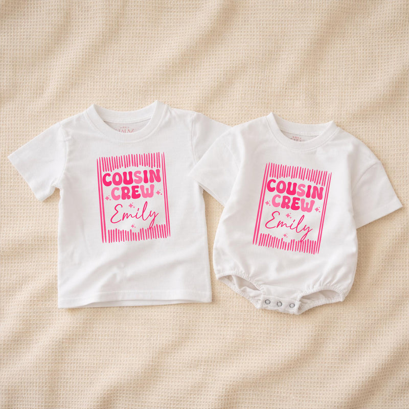 Personalized Cousin Crew Shirts for Baby, Toddler, and Kids - Matching Family Outfits with Custom Name, Soft Cotton for Reunions & Holidays