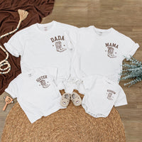 Personalized Cowboy Family Outfits with Hand-Drawn Boots Western Baby Boy Clothes Custom Name Matching Birthday or Holiday Cotton Set
