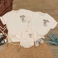 Personalized Cowboy Family Outfits with Hand-Drawn Boots Western Baby Boy Clothes Custom Name Matching Birthday or Holiday Cotton Set