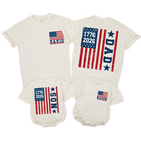 Personalized Dad and Son Matching Shirts with Patriotic Flag Design Perfect for 4th of July, Fathers Day Gift, Americana-Inspired Outfit