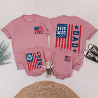 Personalized Dad and Son Matching Shirts with Patriotic Flag Design Perfect for 4th of July, Fathers Day Gift, Americana-Inspired Outfit