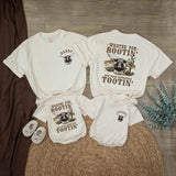 Personalized Dad and Son Western Shirts with Longhorn Design, Rootin Tootin Cowboy Baby Romper, Soft Cotton Baby Boy Clothes Gift