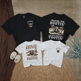 Personalized Dad and Son Western Shirts with Longhorn Design, Rootin Tootin Cowboy Baby Romper, Soft Cotton Baby Boy Clothes Gift
