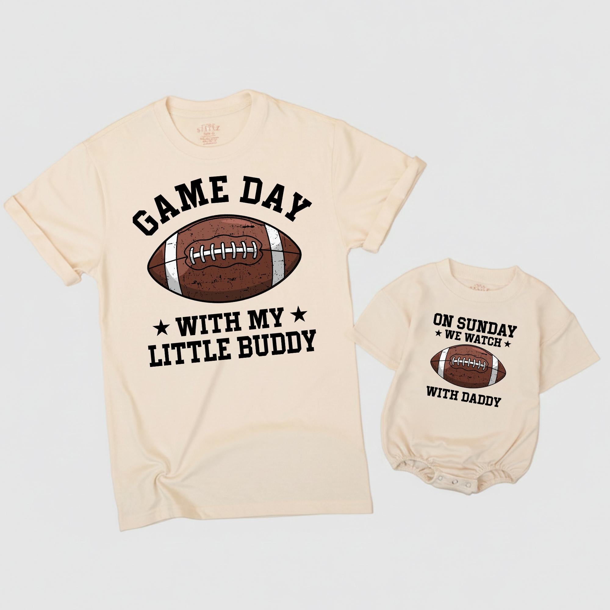 Personalized Daddy and Me Football Shirts for Father and Son, Custom Game Day Matching T-Shirts or Romper, Perfect for Football Season