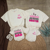 Personalized Daddy and Me Matching Shirts Big Version and Mini Version Bold Pink Black Design Father Daughter Gift Cotton Outfit