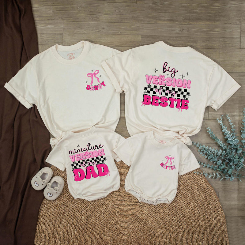 Personalized Daddy and Me Matching Shirts Big Version and Mini Version Bold Pink Black Design Father Daughter Gift Cotton Outfit