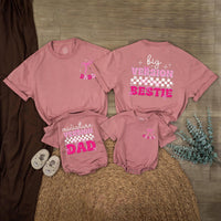Personalized Daddy and Me Matching Shirts Big Version and Mini Version Bold Pink Black Design Father Daughter Gift Cotton Outfit