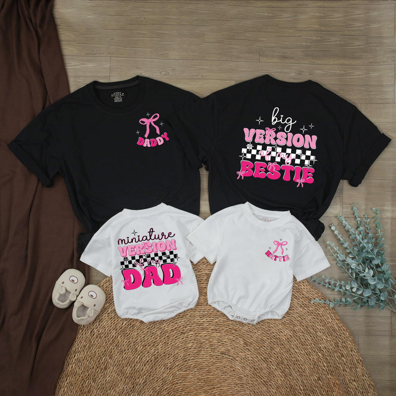 Personalized Daddy and Me Matching Shirts Big Version and Mini Version Bold Pink Black Design Father Daughter Gift Cotton Outfit