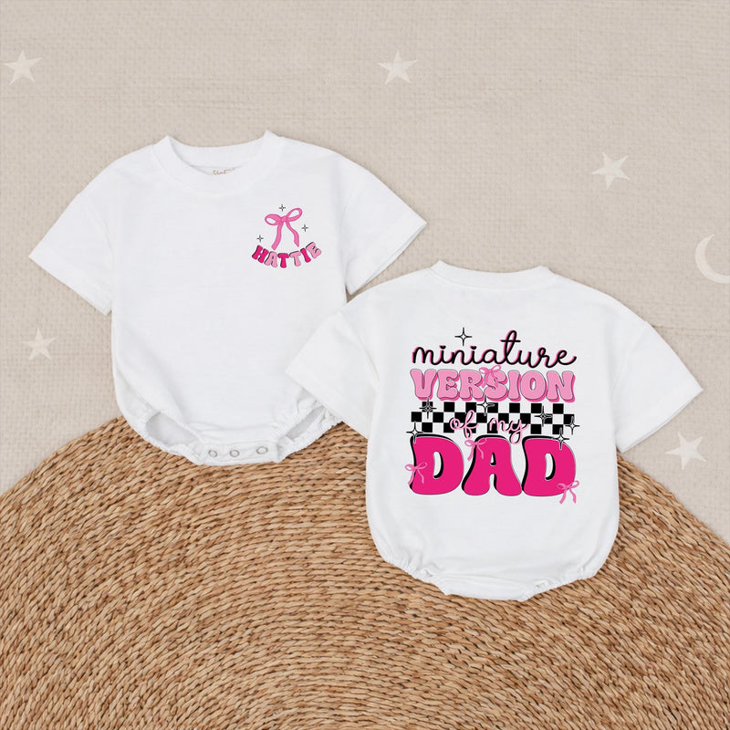 Personalized Daddy and Me Matching Shirts Big Version and Mini Version Bold Pink Black Design Father Daughter Gift Cotton Outfit