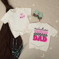 Personalized Daddy and Me Matching Shirts Big Version and Mini Version Bold Pink Black Design Father Daughter Gift Cotton Outfit