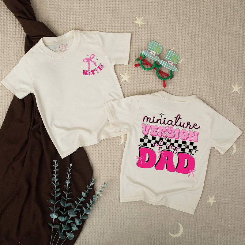 Personalized Daddy and Me Matching Shirts Big Version and Mini Version Bold Pink Black Design Father Daughter Gift Cotton Outfit