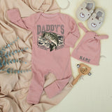 Personalized Daddy's Fishing Buddy Baby Romper with Name Hat Newborn Fishing Bodysuit Gift for First Outing or Pregnancy Reveal