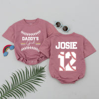 Personalized Daddy's Girl Baseball Romper with Custom Name and Number Soft Cotton Baby Outfit Perfect for Game Day or Father's Day Gift