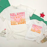 Personalized Daddy's Girl and Girl Daddy Retro T-Shirt Set with Smiley Face Lightning Eyes Dad Baby Matching Family Outfit Gift