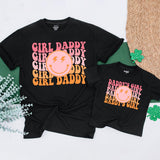 Personalized Daddy's Girl and Girl Daddy Retro T-Shirt Set with Smiley Face Lightning Eyes Dad Baby Matching Family Outfit Gift