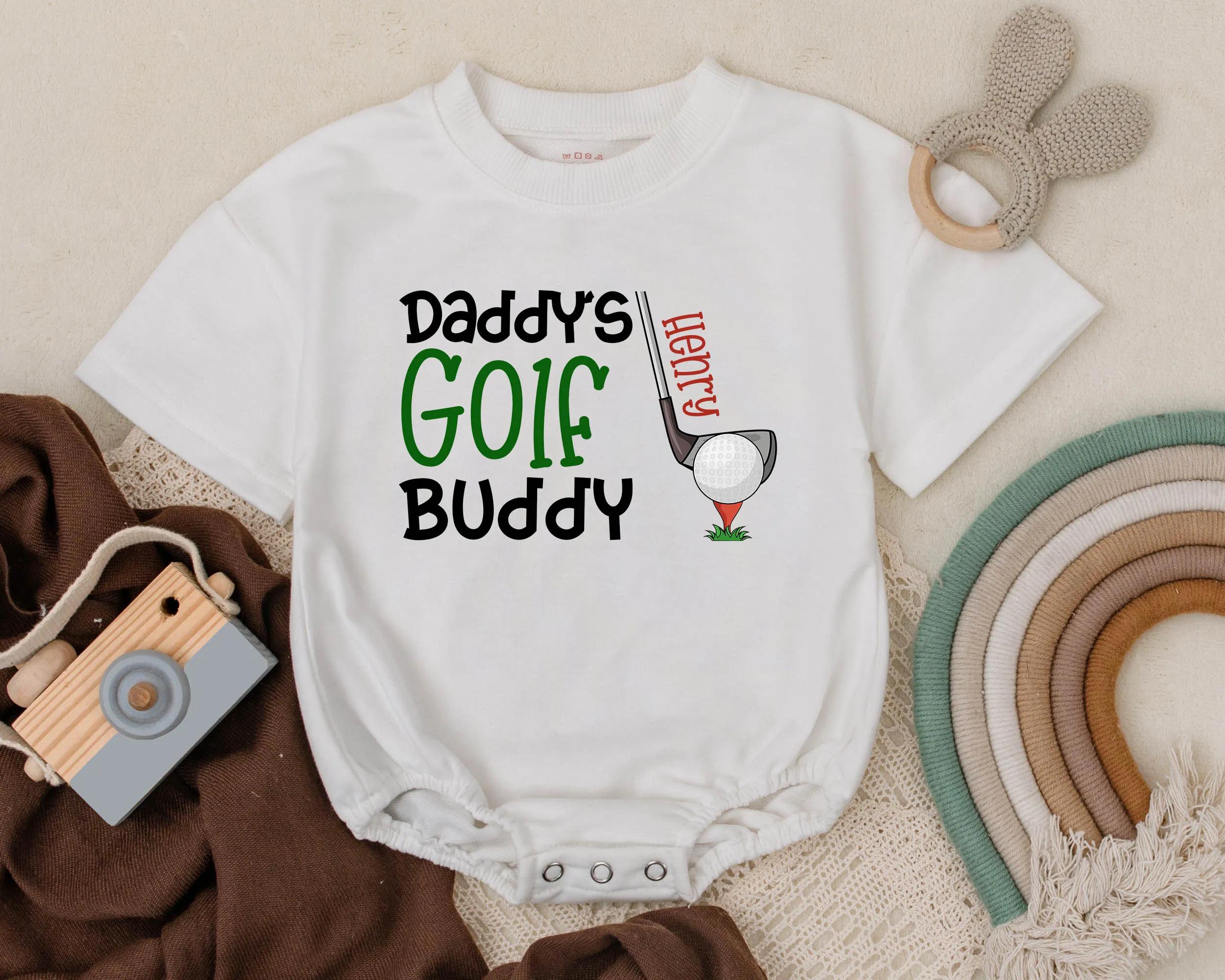 Personalized Daddy's Golf Buddy Baby Romper Custom Name Gift for Father's Day Fun Golf Tee Design Boy Bodysuit Cute Comfortable Outfit