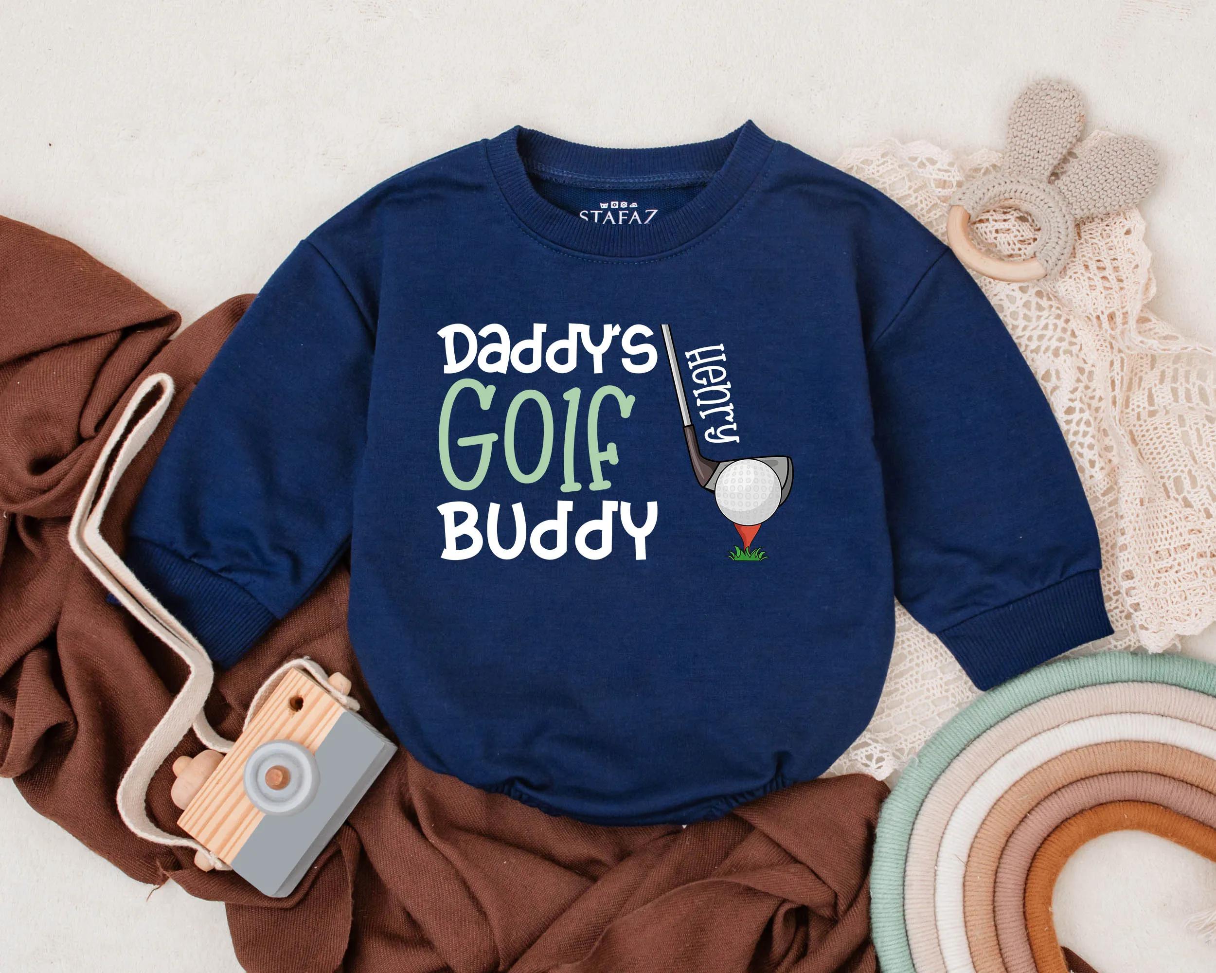 Personalized Daddy's Golf Buddy Baby Romper Custom Name Gift for Father's Day Fun Golf Tee Design Boy Bodysuit Cute Comfortable Outfit
