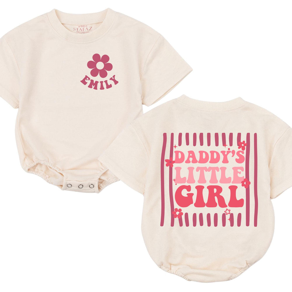 Personalized Daddy’s Little Girl Baby Romper Custom Flower Design Pink Stripes Outfit Birthday Gift Toddler Shower Clothes Comfortable Cotton