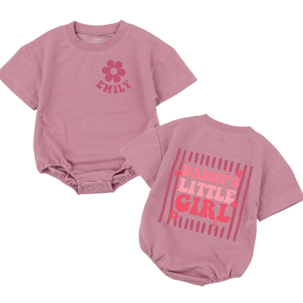 Personalized Daddy’s Little Girl Baby Romper Custom Flower Design Pink Stripes Outfit Birthday Gift Toddler Shower Clothes Comfortable Cotton