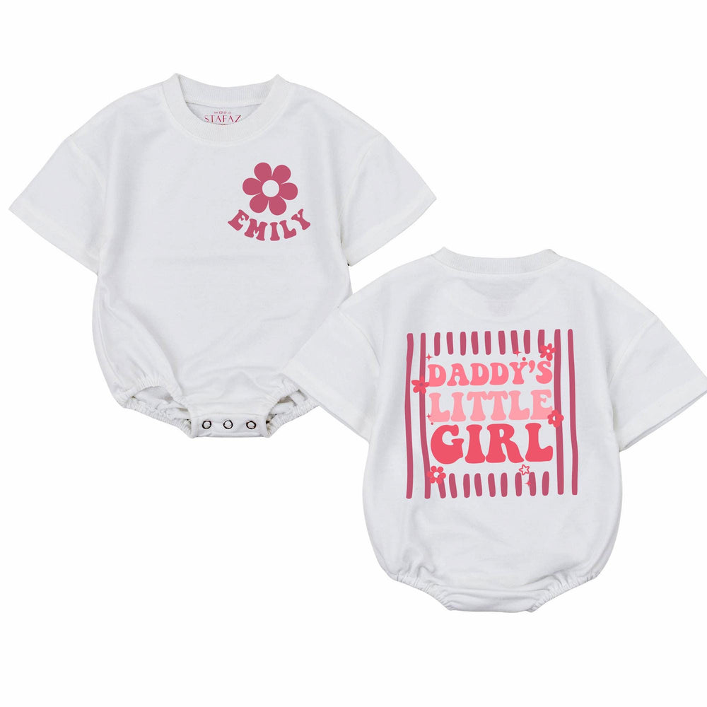 Personalized Daddy’s Little Girl Baby Romper Custom Flower Design Pink Stripes Outfit Birthday Gift Toddler Shower Clothes Comfortable Cotton