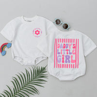 Personalized Daddy's Little Girl Baby Romper Custom Name Retro Pink Lavender Floral Design Soft Cotton First Father’s Day Outfit Gift