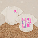 Personalized Daddy’s Little Lady Bubble Romper Baby Girl Outfit with Retro Floral Graphics Soft Cotton Daddy’s Girl Gift for Special Moments