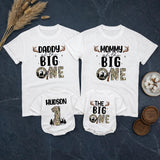 Personalized Deer Hunting 1st Birthday Outfit for Baby Boy and Matching Family Shirts, Soft Cotton Romper and Tees for Milestone Photos