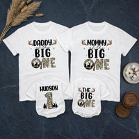 Personalized Deer Hunting 1st Birthday Outfit for Baby Boy and Matching Family Shirts, Soft Cotton Romper and Tees for Milestone Photos
