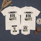 Personalized Deer Hunting 1st Birthday Outfit for Baby Boy and Matching Family Shirts, Soft Cotton Romper and Tees for Milestone Photos
