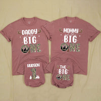 Personalized Deer Hunting 1st Birthday Outfit for Baby Boy and Matching Family Shirts, Soft Cotton Romper and Tees for Milestone Photos