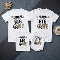 Personalized Deer Hunting 1st Birthday Outfit for Baby Boy and Matching Family Shirts, Soft Cotton Romper and Tees for Milestone Photos