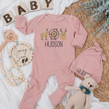 Personalized Deer Target Baby Bodysuit Cozy Hunting Theme Newborn Outfit Brown Beige Gift for Baby Shower or Baby Boy Clothes