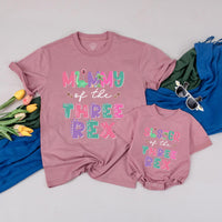 Personalized Dinosaur Birthday Shirt for Kids and Adults with Three Rex Design, 3rd Birthday Outfit Featuring Cute Dino and Tropical Colors