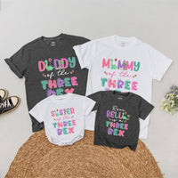 Personalized Dinosaur Birthday Shirt for Kids and Adults with Three Rex Design, 3rd Birthday Outfit Featuring Cute Dino and Tropical Colors
