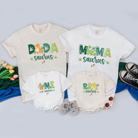 Personalized Dinosaur Family Shirts for MommySaurus, DadaSaurus, and Baby's First Birthday, Soft Cotton Matching Tees for Kids and Adults Gift