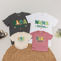 Personalized Dinosaur Family Shirts for MommySaurus, DadaSaurus, and Baby's First Birthday, Soft Cotton Matching Tees for Kids and Adults Gift