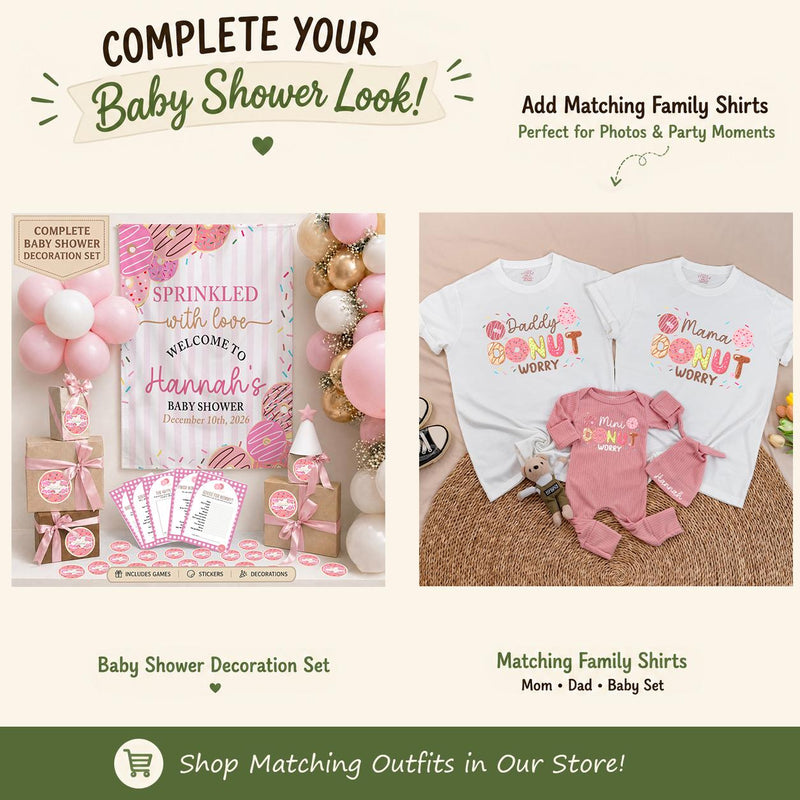 Personalized Donut Baby Shower Tapestry with Pink Sprinkles, Welcome Sign Backdrop for Girls Party, Custom Name and Date Included
