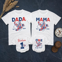 Personalized Duck Hunting Family Shirts, One Lucky Duck First Birthday American Boy Matching Family Outfits
