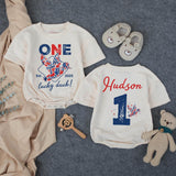 Personalized Duck Hunting Family Shirts, One Lucky Duck First Birthday American Boy Matching Family Outfits
