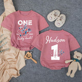 Personalized Duck Hunting Family Shirts, One Lucky Duck First Birthday American Boy Matching Family Outfits